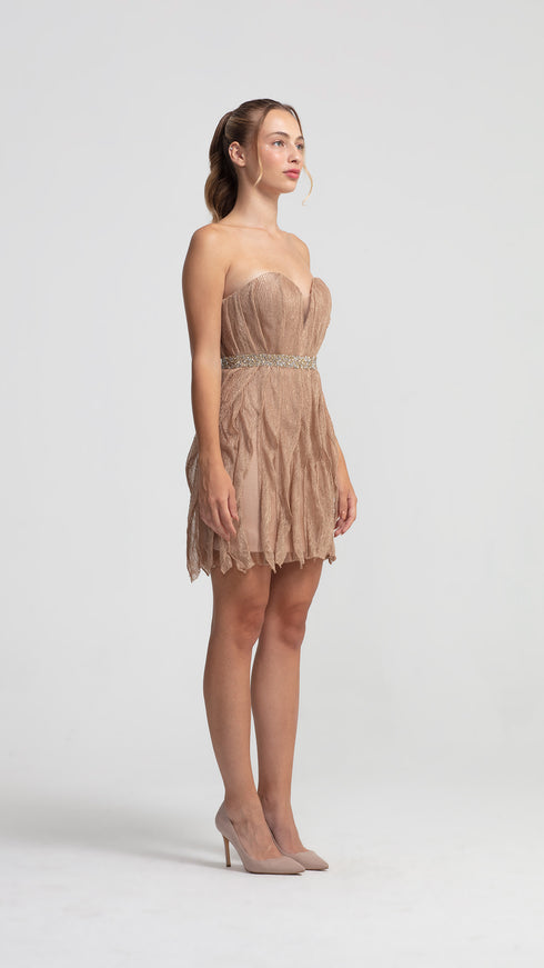 Tricot Floral Stone Belted Mini Dress